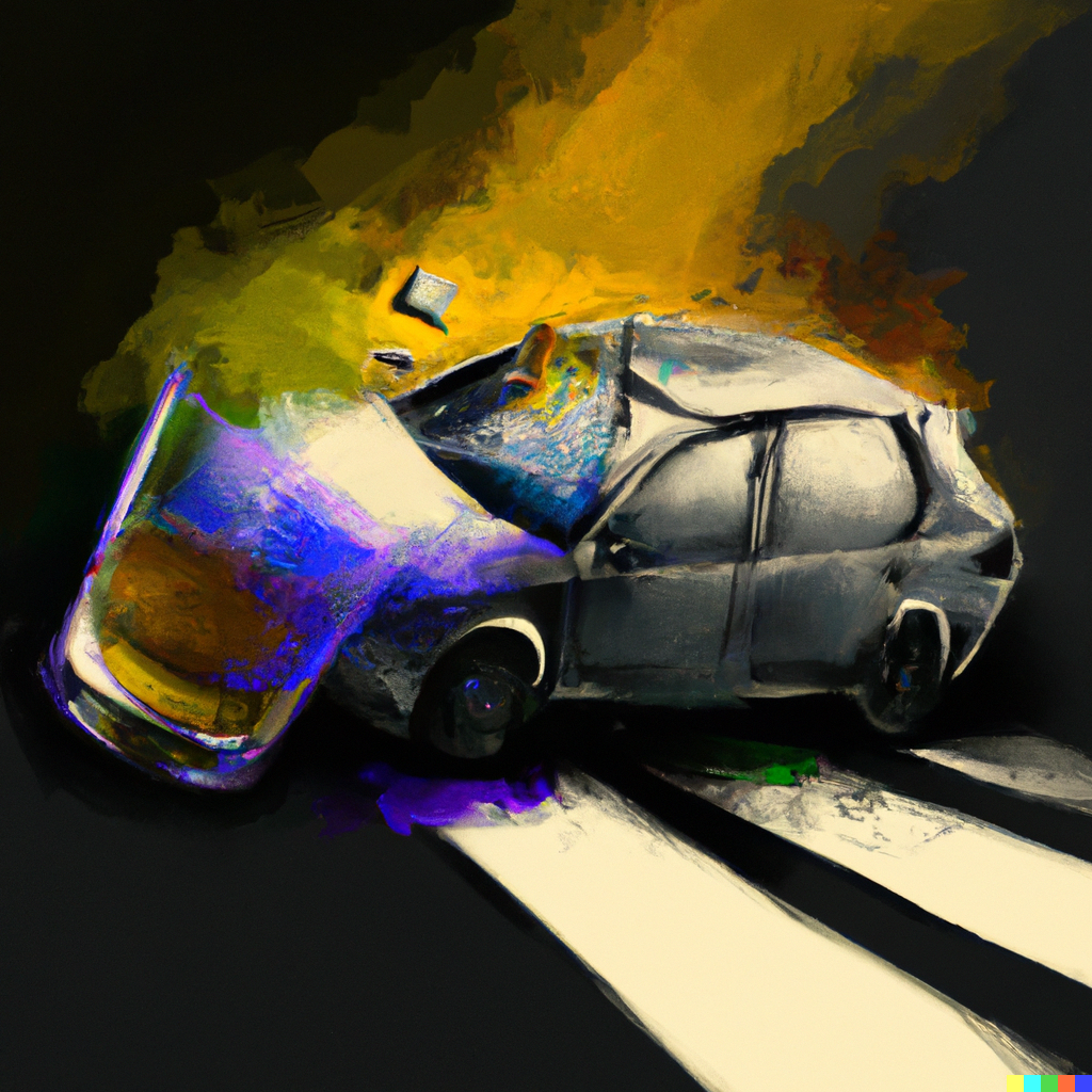 digital art car crash with alcohol