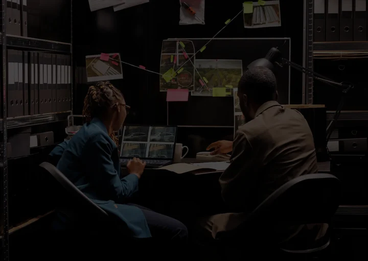 detectives looking at surveillance