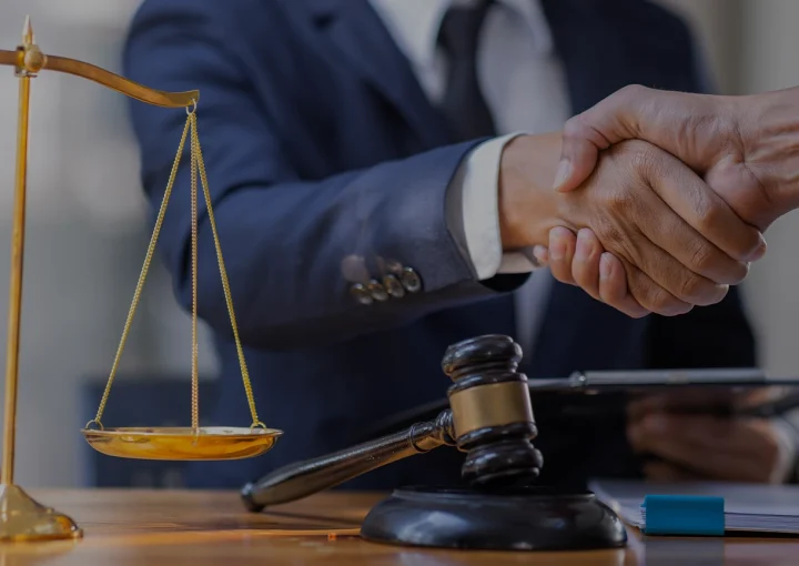 Businessman handshake to seal a deal Judges male lawyers justice and law concept. male lawyer working in office. Legal law, advice and justice concept