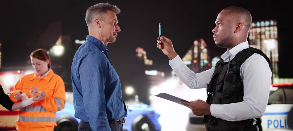 man Undergoes Dui Road Test After Car Accident In City.