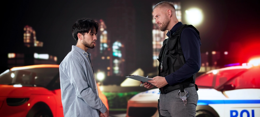Late Night Traffic Stop: Asian Man Talks To Police Officer