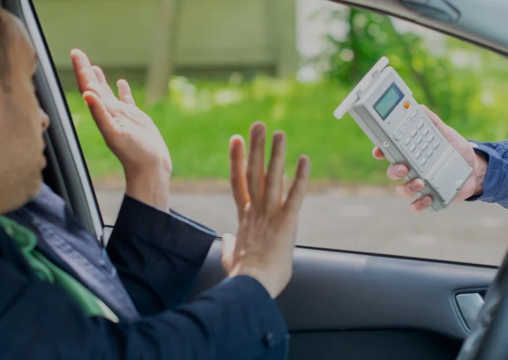 Driver due to being subject to test for alcohol content with use of breathalyzer