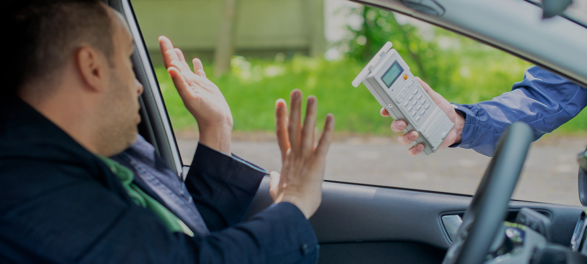 Driver due to being subject to test for alcohol content with use of breathalyzer
